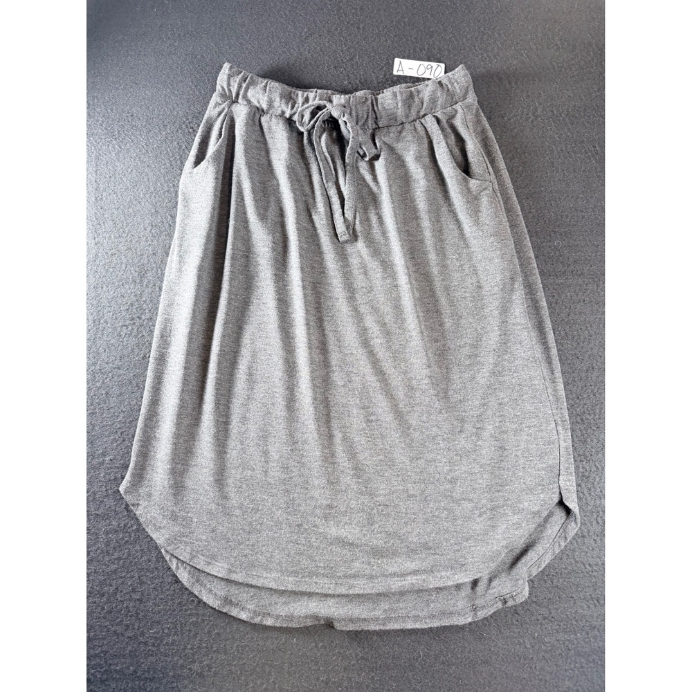 Zenana Women Charcoal Grey Jersey Knit Midi Skirt Pockets Drawstring RS-1870AB L